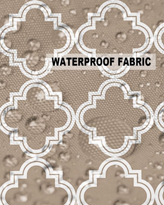 Outdoor Waterproof Pillow Covers for Patio Furniture Moroccan Pattern Decorative Throw Pillow Cover Beige Pillowcases Set of 2 Cushion Case for Sofa Couch Chair Home Decor 18x18 inch