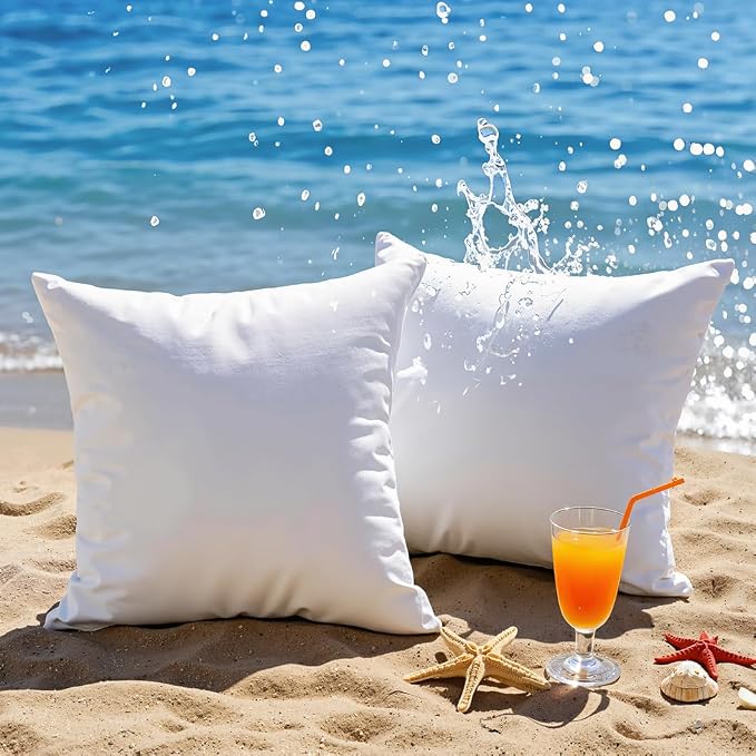 Ashler Outdoor Pillow Inserts, 18x18 Waterproof Throw Pillows Pack of 2 | Outdoor Pillows, Water-Resistant, Decorative Premium Square Stuffer Sham, For Porch Patio Living Room Bedroom Furniture