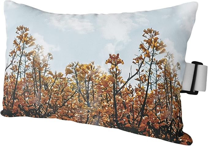 Outdoor Pillows Covers with Inserts Modern Fall Digital Camera Pattern Floral and Trees Waterproof Pillow with Adjustable Strap Throw Pillows for Patio Furniture Recliner Lounge Chair, 12" x 20", 1PCS