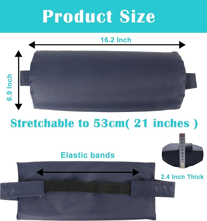 Lounge Chair Pillows with Strap Zero Gravity Chair Pillow Replacement 16.2" Long Neck Pillow for Recliner Outdoor Chaise Lounger Adirondack Patio Lawn Chairs, Blue
