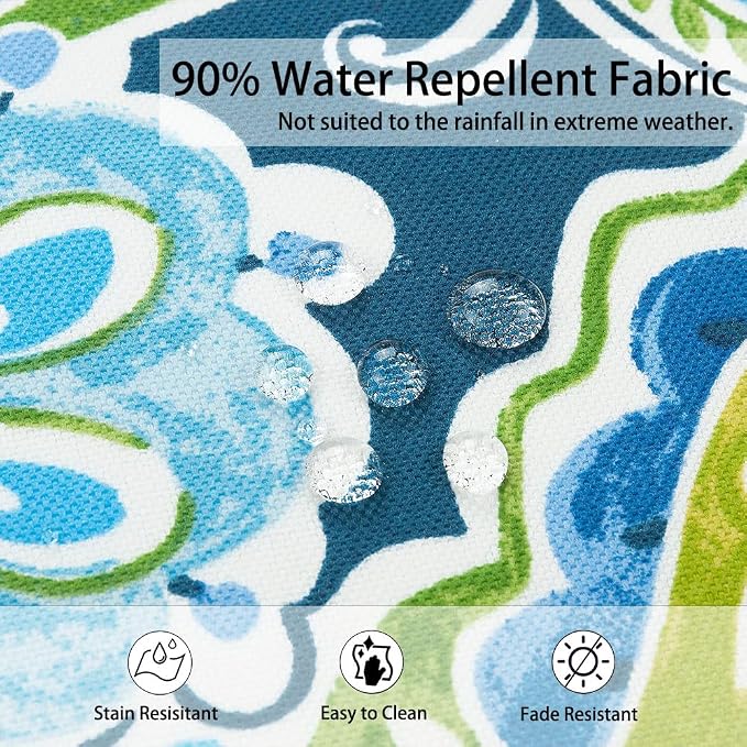 Magpie Fabrics Indoor Outdoor Cushion Cover Replacement 2 Pack, NO Insert! Water Repellent Slipcover with Ties Decor for Patio Garden Chair Seat Sofa Bench Wicker(Paisley Lapis Green, 20x18x4 Inch)