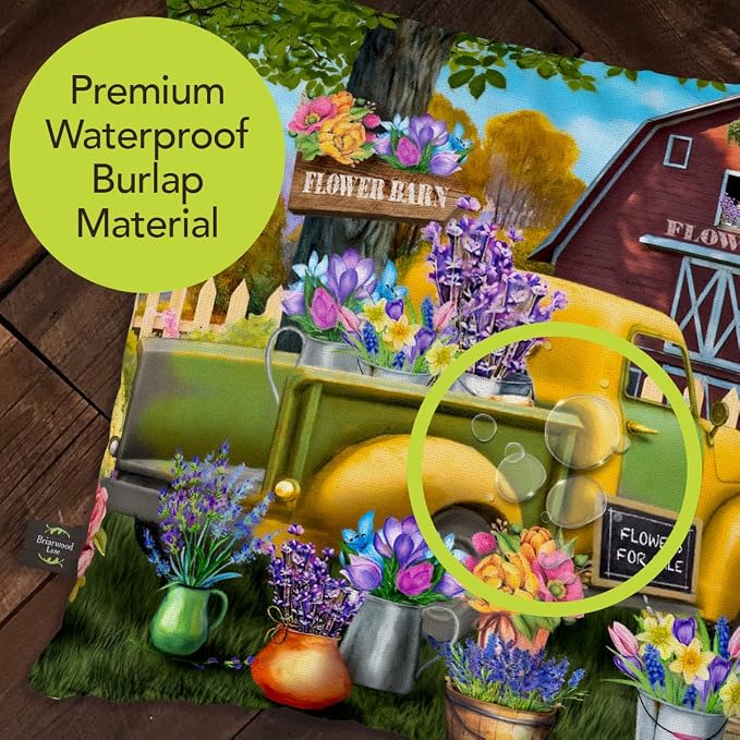 Briarwood Lane Indoor/Outdoor Pillow 17x17 Flower Barn Spring Decorative for Spring Pillow