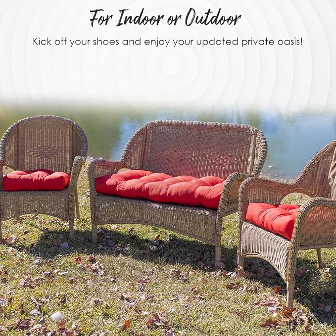 RSH DECOR: Tufted U-Shapes & Lumbars 2 of Each | 22" x 22” & 20" x 12" | Water-Resistant Spun Fabric | Outdoor Wicker Cushions & Support Pillows for Patio Furniture | Gray/Grey
