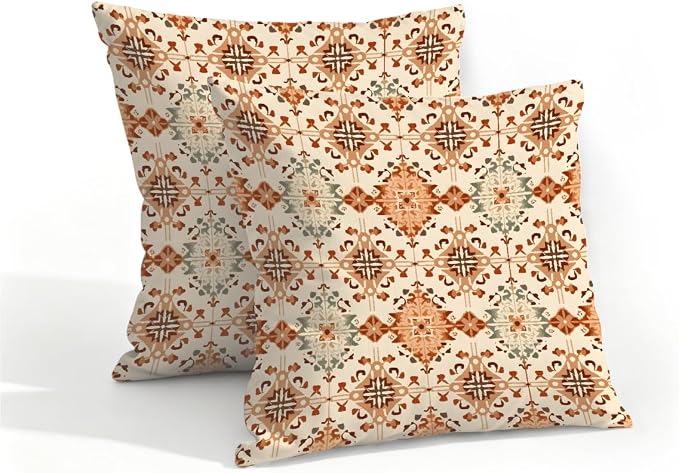 16x16 Inch Outdoor Pillow Covers Set of 2 Waterproof Throw Pillow Covers Decorative Couch Cushion Covers Floral Pattern Square Pillowcases Protectors for Patio Garden Sofa