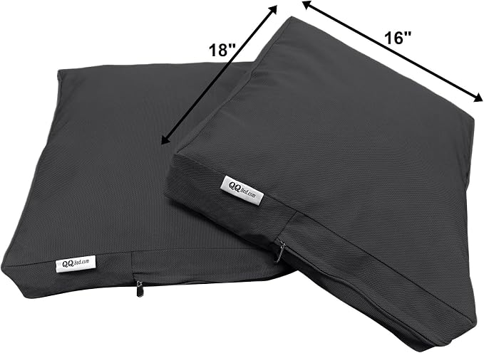 2 Pack 18X16 Inch Outdoor Back Cushion Memory Foam Pillows with Waterproof Internal Cover for Patio Furniture, Sofa, Loveseat, Deep Seat Chair - Space Gray Color