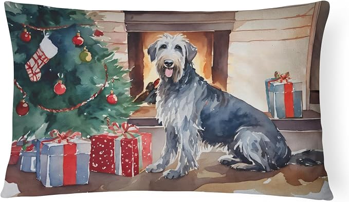 Caroline's Treasures DAC2679PW1216 Irish Wolfhound Cozy Christmas Throw Pillow Machine Washable, Indoor Outdoor Decorative Pillow for Couch, Bed or Patio, 12HX16W