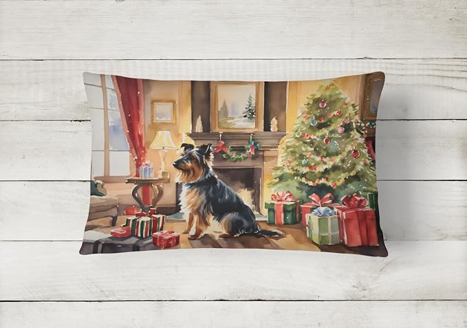 Caroline's Treasures DAC2601PW1216 Australian Terrier Cozy Christmas Throw Pillow Machine Washable, Indoor Outdoor Decorative Pillow for Couch, Bed or Patio, 12HX16W