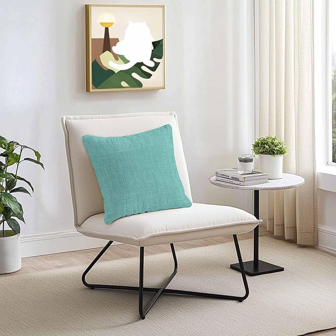 Vandarllin Outdoor Throw Pillows Covers 26x26 inch Set of 2 Waterproof Turquoise Linen Decorative Zippered Cushion Covers for Patio Furniture, Farmhouse Pure Color Lumbar Pillowcases