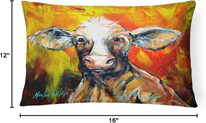 Caroline's Treasures MW1225PW1216 Another Happy Cow Canvas Fabric Decorative Pillow Machine Washable, Indoor Outdoor Decorative Pillow for Couch, Bed or Patio, 12HX16W