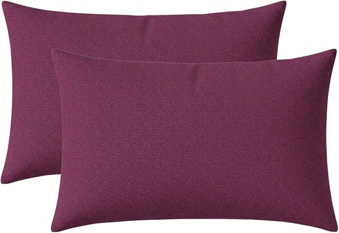 RSH DECOR: Designer Select Sunbrella Lumbar Throw Pillows Set of 2 | 20" x 12" | Water and Fade-Resistant Performance Fabric | Indoor Outdoor Accent Pillows | Made in USA (Canvas Iris)