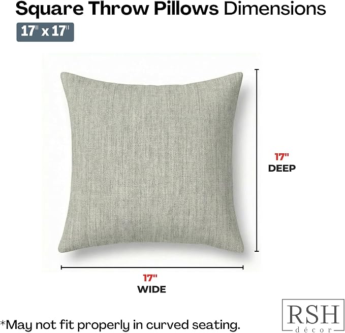 RSH DECOR: Sunbrella Square Throw Pillows Set of 4 | 17" x 17" | Water & Fade-Performance Fabric | Outdoor Pillow Covers with Down-Alternative Inserts | Made in USA (Spectrum Dove)