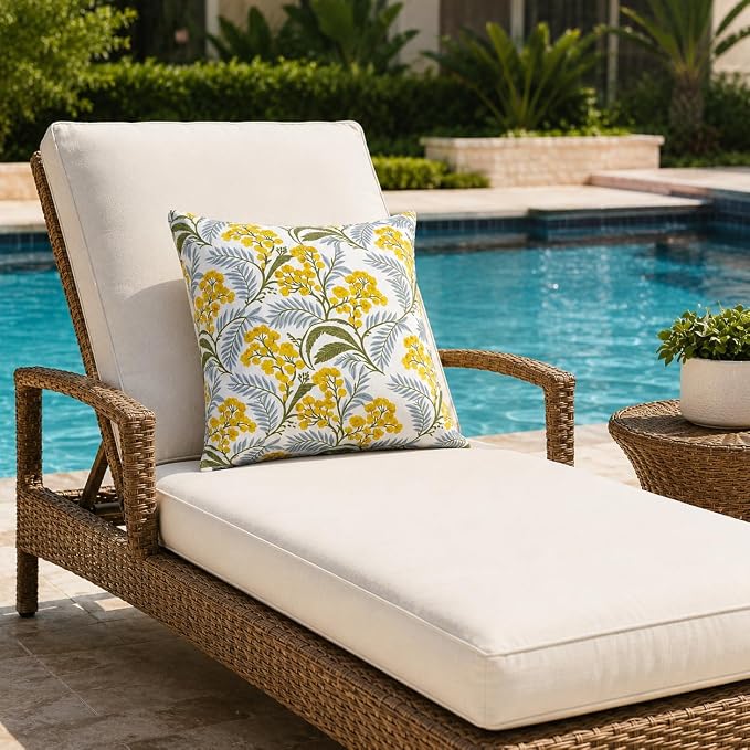 Outdoor/Indoor Decorative Throw Pillows 18×18 Inch | Pack of 2 Waterproof Decorative Throw Pillows with Inserts, Square Pillows for Bed, Couch, Sofa and Patio Furniture