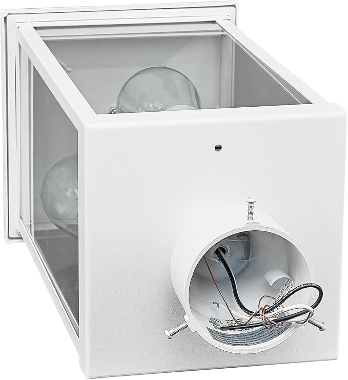 Design House Mayfield Outdoor Post Top Light with 3-Inch Pier Base Mount Fitter, White, 590281 | Post Mount, Contemporary/Modern, Aluminum, 2-Piece, Lighting, 590281
