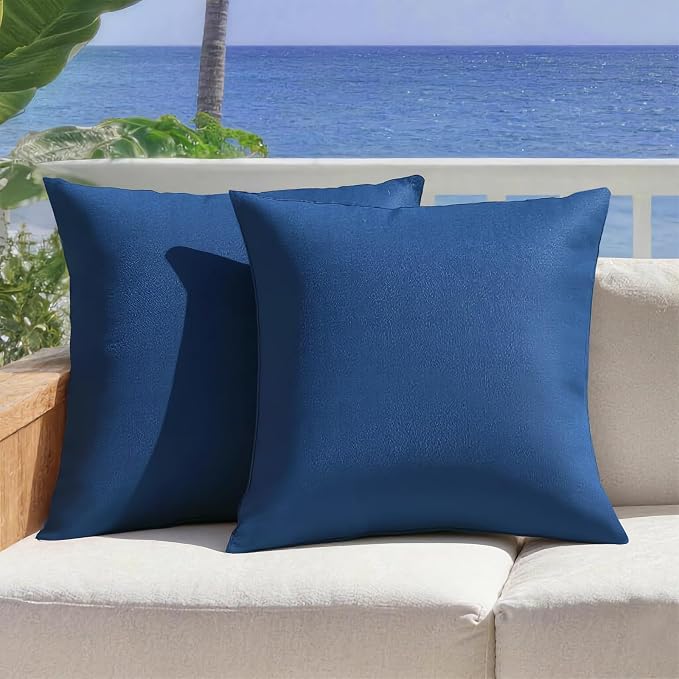 Outdoor Pillow Covers Waterproof Cushion Covers Patio Pillows Case 2 Pack | 18x18inch, Solid, Seamless, Hidden Zipper,Pecet for Porch Decoration,Patio Furniture,Outdoor Couch, Balcony,Garden Bench
