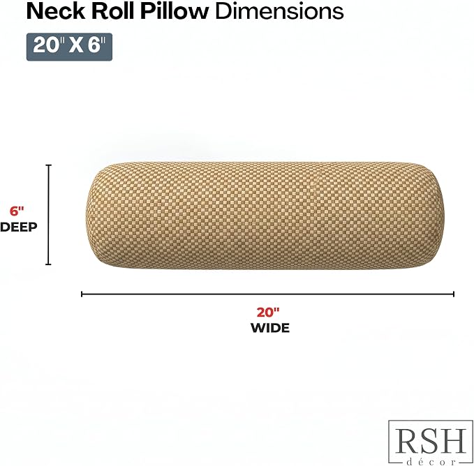 RSH DECOR: Neck Roll Pillows Set of 2 | 20” x 6” | Outdoor Bolster for Patio, Deck, Porch, or Poolside Furniture | Water & Fade-Resistant | Made in USA (Trixie Wicker)