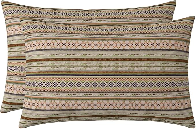 RSH DECOR: Sunbrella Jumbo Lumbar Pillows Set of 2 | 26" x 16" | Water and Fade-Resistant Performance Fabric | Outdoor Pillow Covers with Down-Alternative Inserts | Made in USA (Chimayo Dew)