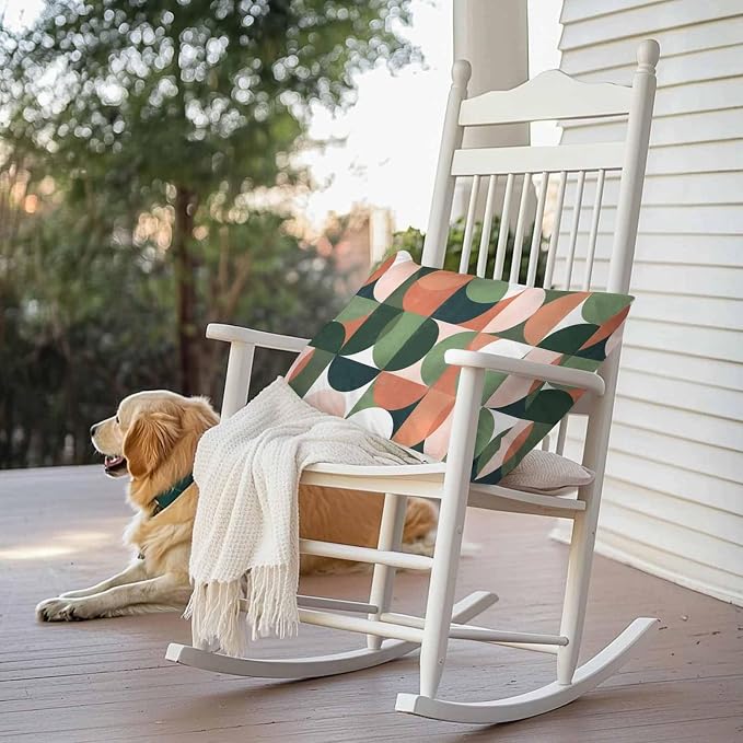 Vandarllin Outdoor Throw Pillows Covers 20x12 inch Set of 2 Waterproof Mid Century Geometric Decorative Zippered Cushion Covers for Patio Furniture, Abstract Modern Green Orange Lumbar Pillowcases