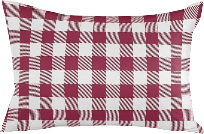 Outdoor Waterproof Throw Pillow Covers Set of 2 Wine Red Buffalo Check Plaid Lumbar Pillowcases 20x12 Inches Farmhouse Style Patio Decorative Pillows Cushion Case Patio Pillows for Couch Bed Garden