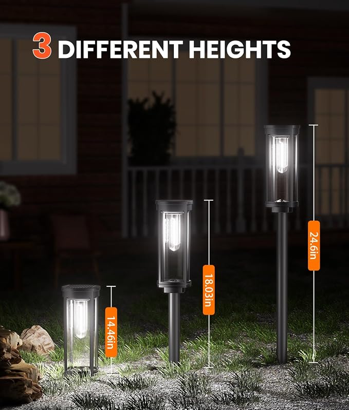 NEWMESSI 6 Pack Solar Pathway Lights Outdoor,Super Brightness IP65 Waterproof Auto On/Off Solar Path Lights, Garden Solar Powered Landscape Lighting for Outside Yard Garden Driveway Walkway Décor