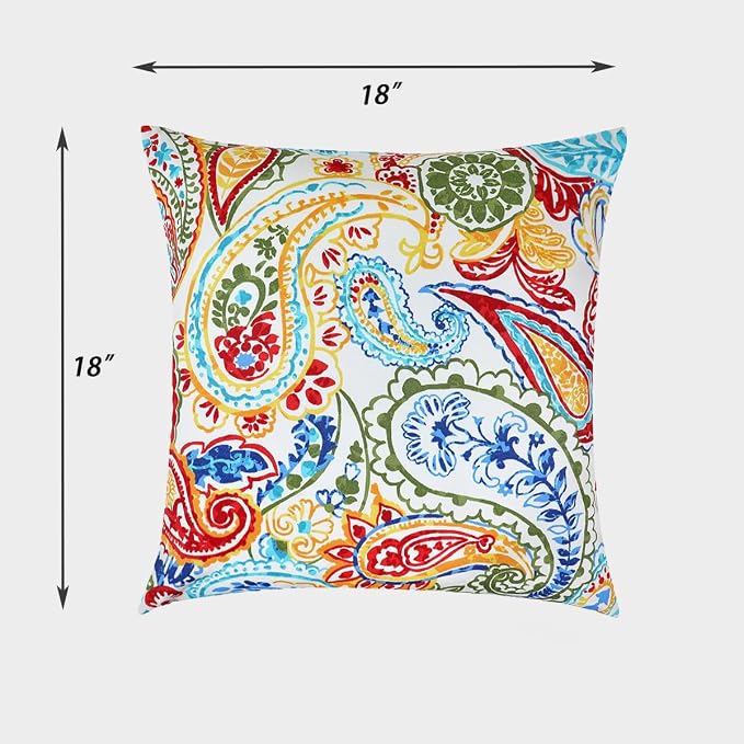 Water Resistant Outdoor Throw Pillows for Patio Furniture,18x18 Inch Decorative Pillows Set of 2 with Insert,Hidden Zipper Headrests for Sofa Couch Chair(Phoenix)