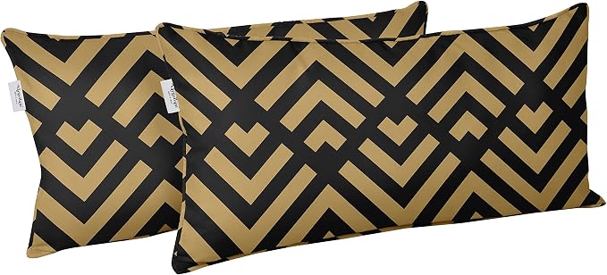 Indoor/Outdoor Polyester Fabric Lumbar Pillow Cover, All-Weather Waterproof Rectangular Cushion Case for Patio Furniture, 12 x 18 Set of 2 - Abstracts-13