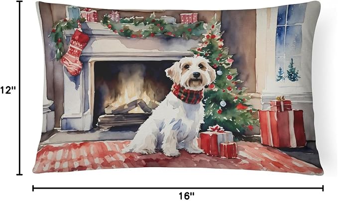 Caroline's Treasures DAC2744PW1216 Sealyham Terrier Cozy Christmas Throw Pillow Machine Washable, Indoor Outdoor Decorative Pillow for Couch, Bed or Patio, 12HX16W