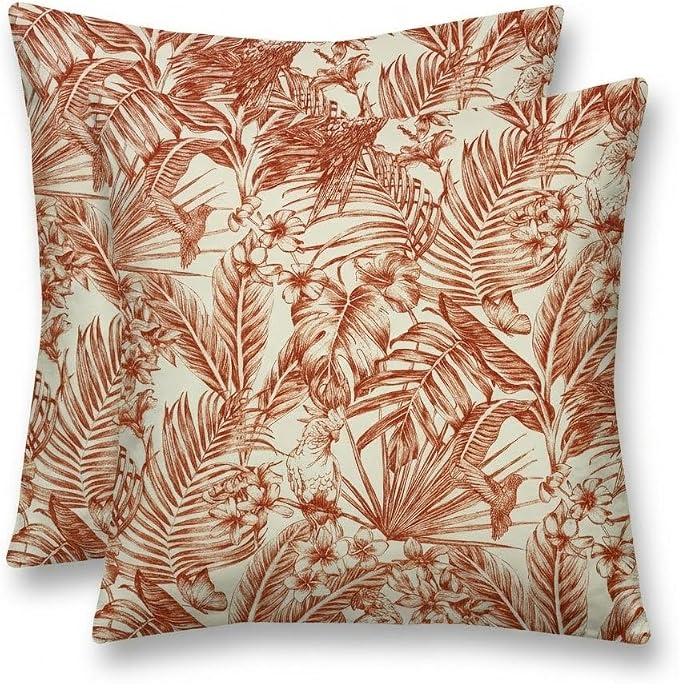 RSH DECOR Square Throw Pillows Set of 2, 20" x 20", All-Weather, Wilshire Mesa, Made in USA
