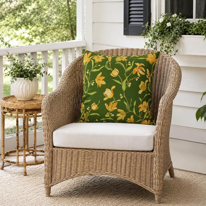 Outdoor Throw Pillows 18×18 Inch Pack of 2 Waterproof Decorative Patio Pillows with Inserts, Square Pillows for Garden Couch Sofa and Patio Furniture