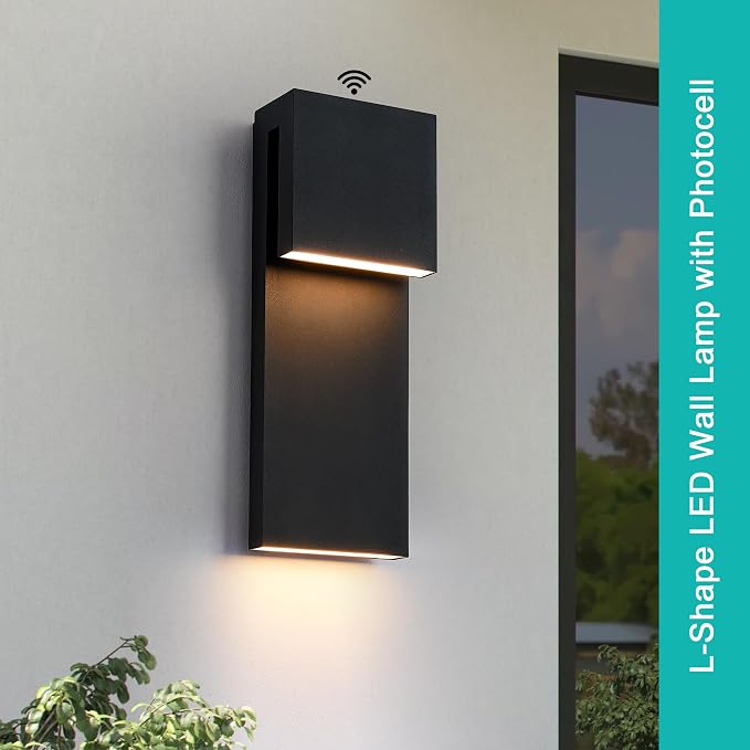 Tarentlight Dusk to Dawn Outdoor Lighting Fixture Wall Mount,Modern Integrated LED 2-Light 17W, Exterior Sensor Front Porch Light,Textured Black,Anti Rust Outside Wall Lights for House,Doorway,Garage