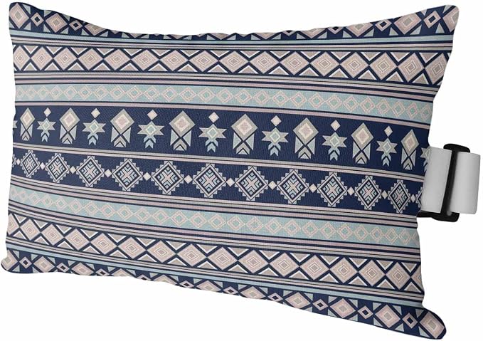 Outdoor Lumbar Pillow Set of 1, Navy Blue Boho Striped Waterproof Beach Headrest Pillow with Inserts, Southwestern Ethnic Tribe Vintage Recliner Throw Pillows for Patio Furniture, 12 x 20
