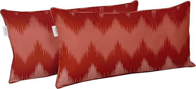 Indoor/Outdoor Polyester Fabric Lumbar Pillow Cover, All-Weather Waterproof Rectangular Cushion Case for Patio Furniture, 16 x 24 Set of 2 - Ikat-43
