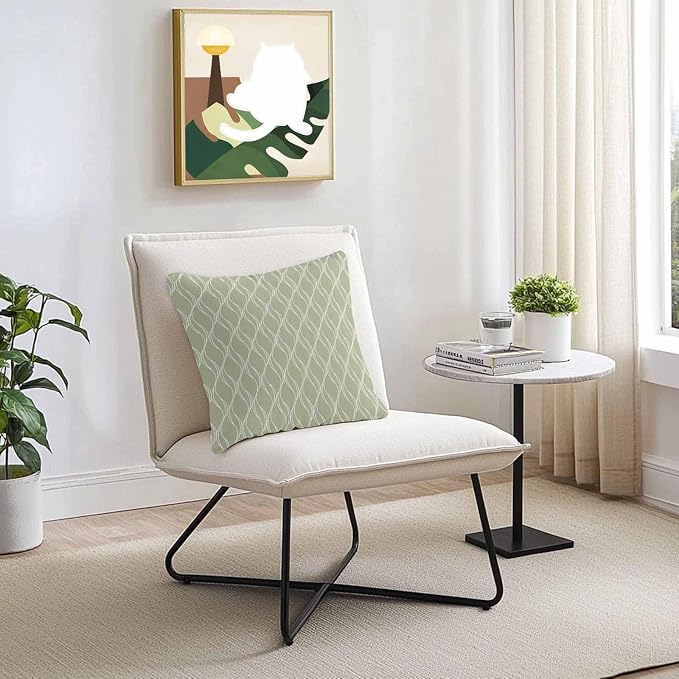YOKOU Boho Sage Green Pillow Covers, Farmhouse Decoration Geometric Waterproof Outdoor Pillowcases Cushion Covers Cases for Patio Couch Bench, Pack of 2 Square, 20"X20"