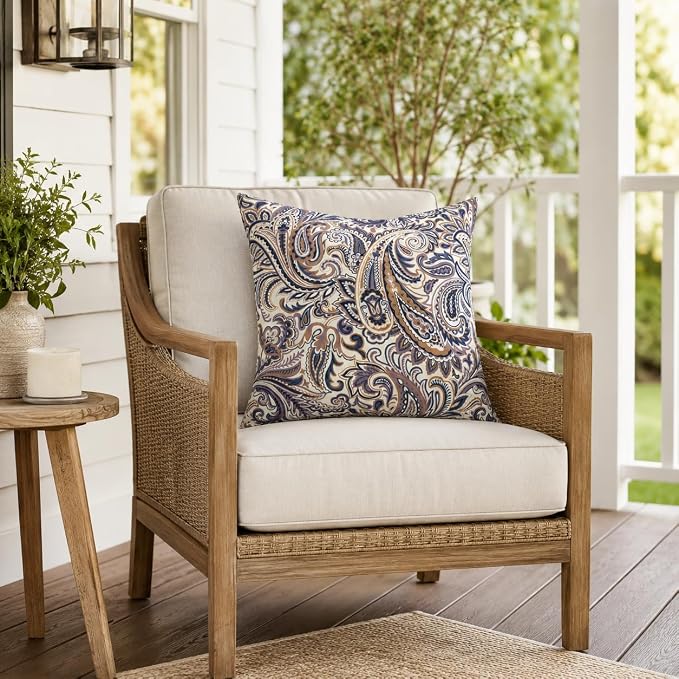 Outdoor Pillows Waterproof 18"x18" Decorative Throw Pillows with Inserts | Set of 2 Outdoor Square Pillows for Couch Sofa Patio Furniture