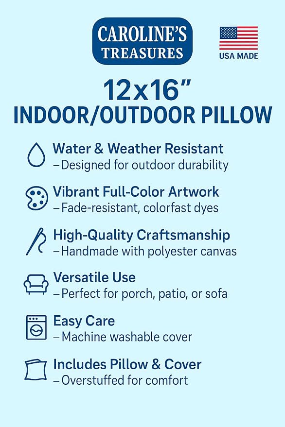 Caroline's Treasures 8131PW1216 Louisiana Spices Canvas Fabric Decorative Pillow Machine Washable, Indoor Outdoor Decorative Pillow for Couch, Bed or Patio, 12HX16W