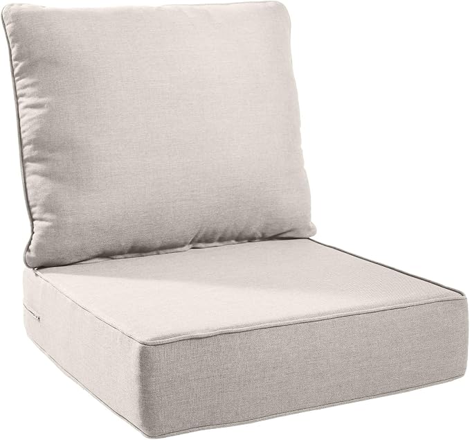 Luxury 24*24*6in Outdoor Patio Cushions, 1 Piece Beige Outdoor Cushion | 6in Outdoor Patio Cushions, Water-Resistant, Reversible, Removable Cover, for Patio Chairs Sofa Couch Loveseat