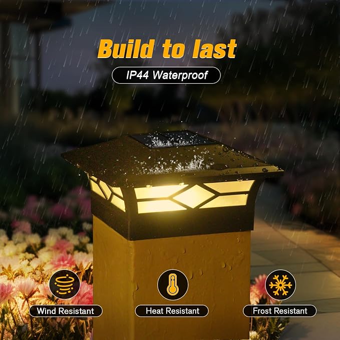 JOFIOS Solar Post Cap Lights Outdoor 6pack, Waterproof Solar Powered Deck Fence Post Lights for 4x4 Wood/Vinyl Posts, Solar Outdoor LED Light with Cool/Warm Lighting Decorate Garden Patio Porch…