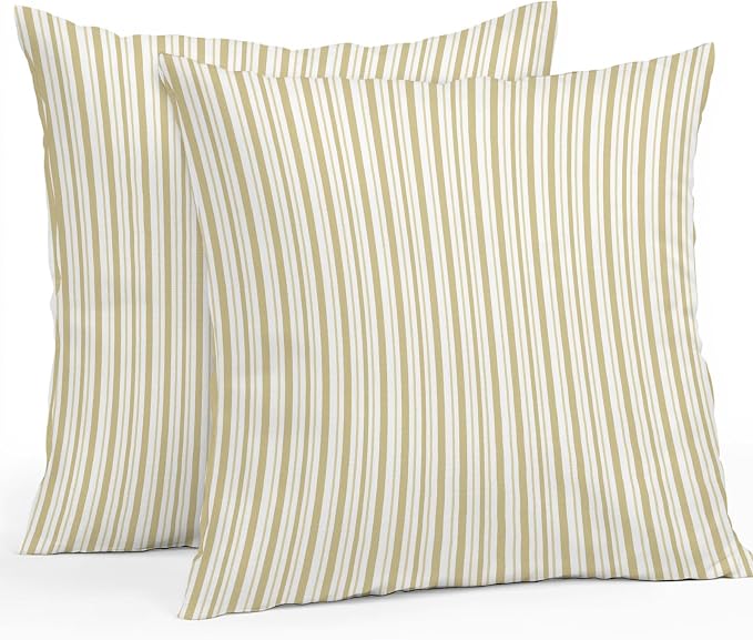 Yellow Vertical Stripes Waterproof Outdoor Pillow Covers Set of 2 Home Decor, Boho Pinstripes Apricot Lines Lumbar Pillowcase Patio Pillow Covers for Couch Bench Patio Furniture Garden 20x20in