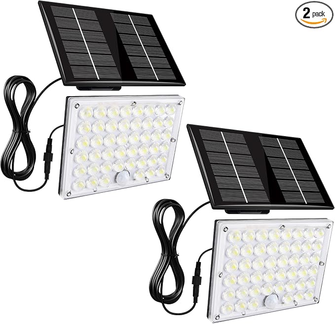 Aialun 184 LED Solar Outdoor Flood Lights,Motion Sensor Solar Powered Flood Lights 1500mAh Battery,IP65 Waterproof 3 Modes Dusk to Dawn Outside Security Lights for Porch,Yard,Garage, 2Pack