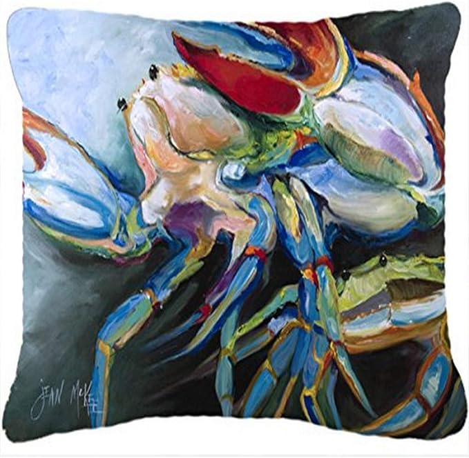 Caroline's Treasures JMK1103PW1216 Blue Crab Canvas Fabric Decorative Pillow Machine Washable, Indoor Outdoor Decorative Pillow for Couch, Bed or Patio, 12HX16W