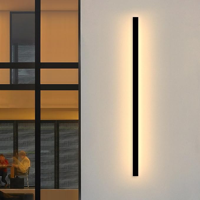 Modern Outdoor Wall Lights - 59inch Black Exterior Light Fixtures Wall, Porch Lights Outdoor Wall Sconce, Patio Long Strip Wall Light Fixtur Outside for Garage, House