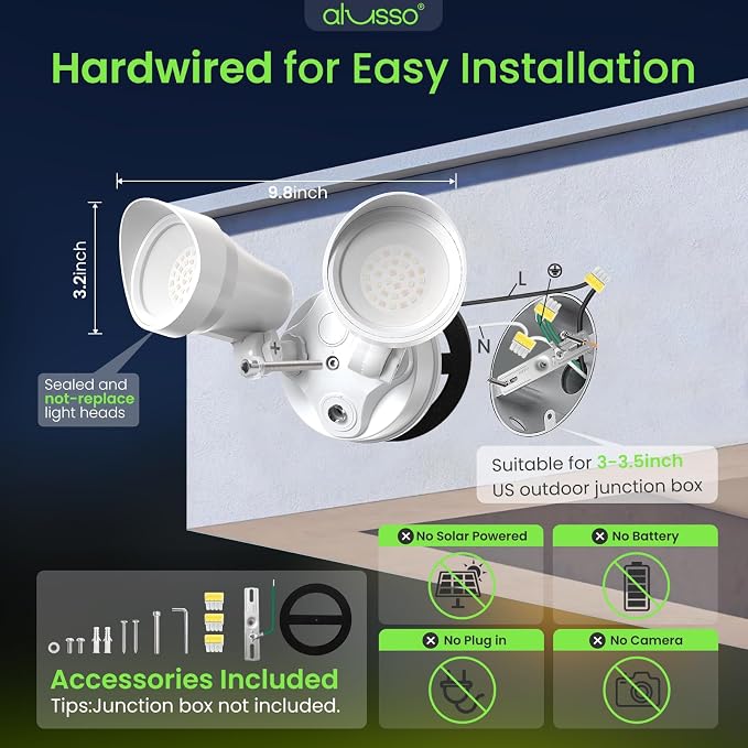 ALUSSO Dusk to Dawn Outdoor Lighting, 30W 3500LM Dusk Till Dawn Outdoor Light 120V, 3000K/4000K/6500K 3CCT IP65 Security Lights ETL Listed Dusk to Dawn Hardwired for House Yard Walkway White 1 Pack
