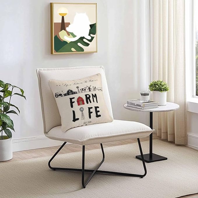 Outdoor Throw Pillows Covers 16x16 inch Set of 2 Waterproof Farm Life Decorative Zippered Cushion Covers for Patio Furniture, Retro Farmhouse Red Barn Windmill Cow Chicken Tractors Lumbar Pillowcases