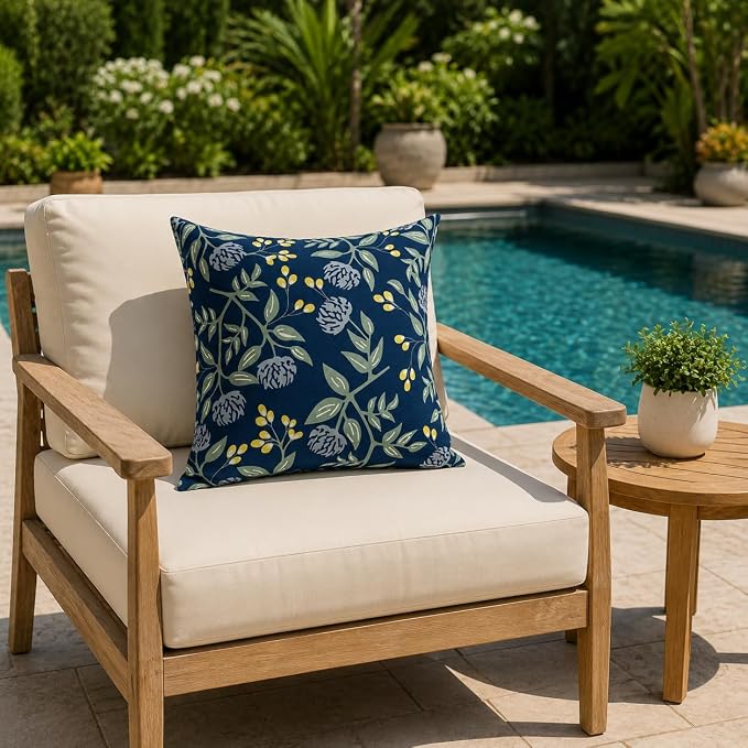 Waterproof Outdoor Throw Pillows with Inserts 18 x 18 Inch | Pack of 2 Patio Decorative Pillows, Square Outdoor Pillows for Patio Furniture Porch Garden Deck Balcony Couch and Sofa