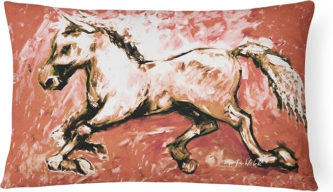 Caroline's Treasures MW1170PW1216 Shadow The Horse in Red Canvas Fabric Decorative Pillow Machine Washable, Indoor Outdoor Decorative Pillow for Couch, Bed or Patio, 12HX16W