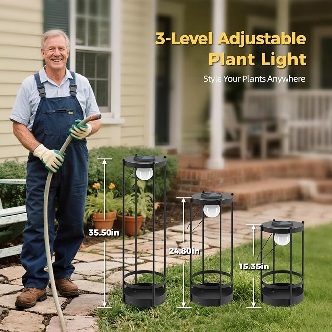 Outdoor Solar Floor Lamp with Plant Stand – Tall Waterproof Standing Light for Patio, Garden & Yard, Auto On/Off from Dusk to Dawn, No Wiring Needed