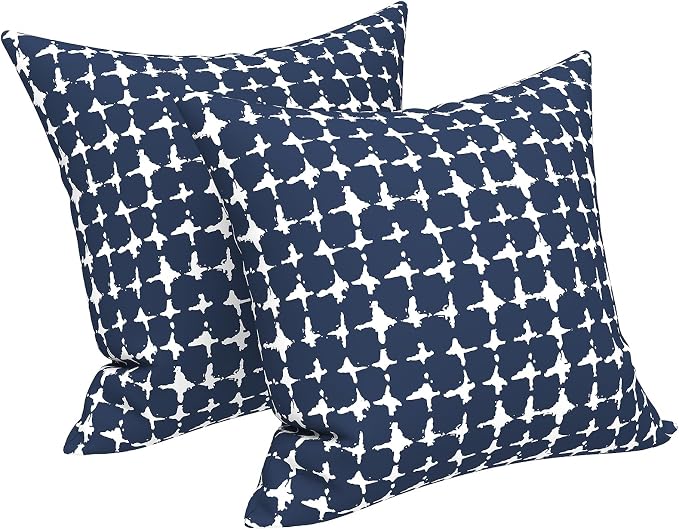 LVTXIII Outdoor/Indoor Throw Pillows, Decorative Throw Pillows with Inserts, 18”x18” Square Pillows for Bed, Couch, Sofa and Patio Furniture (Set of 2, Tie-dye Navy)