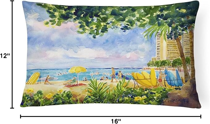 Caroline's Treasures 6065PW1216 Beach Resort View from The condo Canvas Fabric Decorative Pillow Machine Washable, Indoor Outdoor Decorative Pillow for Couch, Bed or Patio, 12HX16W