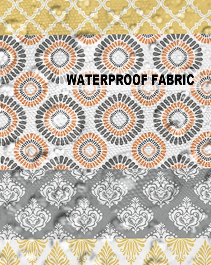 Outdoor Waterproof Throw Pillow Covers Set of 2 Yellow Boho Stripe Tribal Vingtage Lumbar Pillowcases 16x16 Inches Bohemian Style Decorative Pillows Cushion Case Patio Pillows for Couch Bed Garden