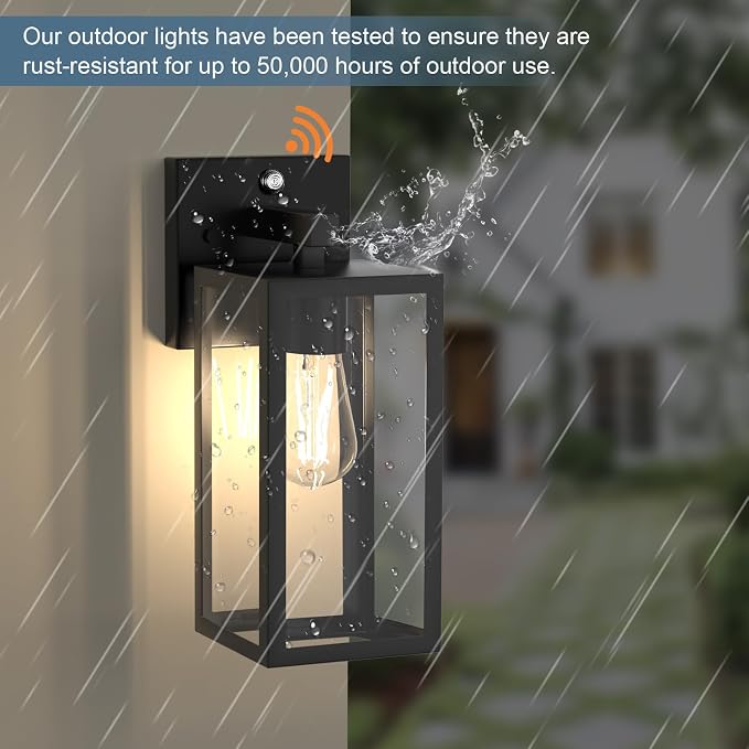 Dusk to Dawn Porch Outdoor Light, 2 Pack Wall Light Fixtures Waterproof Exterior Wall Sconce Light Fixture with E26 Base for Patio Entryway Hallway (Bulb not Included)