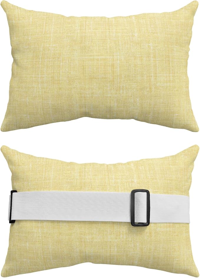 Outdoor Lumbar Pillow Set of 1, Lemon Yellow Waterproof Beach Headrest Pillow with Inserts, Farmhouse Vintage Yellow Solid Color Modern Recliner Throw Pillows for Patio Furniture, 12 x 20